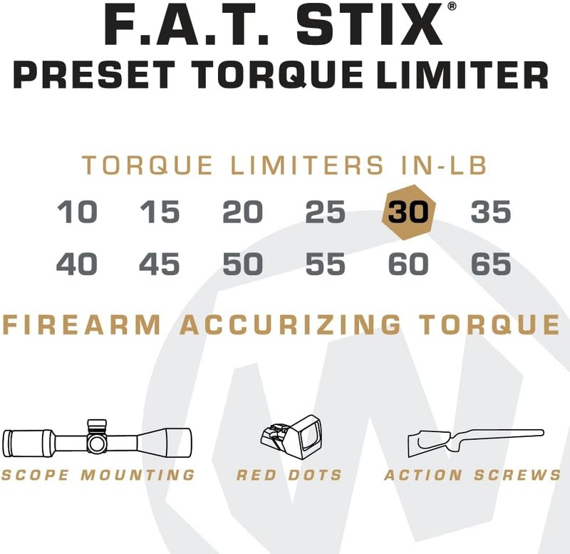 Wheeler Fat Stix Individual Limiter 10-65 Inch-Pounds with Preset Torque, Accurately Tightens, Reversible, Compatible with Fat Stix T-Handle Driver, for Gunsmithing, Reloading, and Torque Adjustment - Image 3